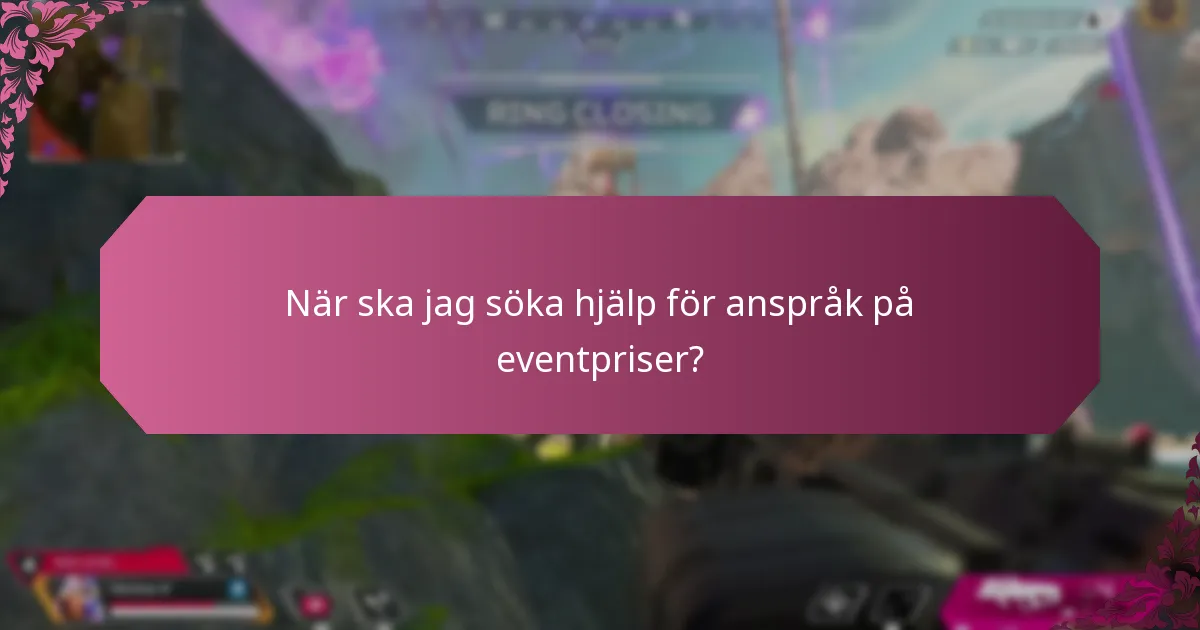 Vilka supportalternativ finns tillgängliga för anspråk på eventpriser?